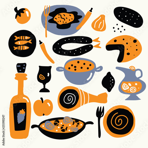 Spanish food. Hand drawn illustration, made in vector.