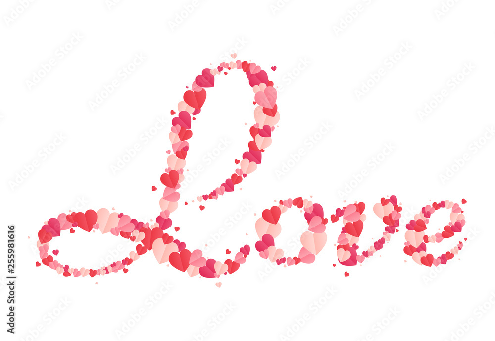 The word love written by hearts. Romantic calligraphy. Valentines day greeting card with calligraphy. Hand drawn design elements. Inscription love with hearts, love with hearts ornament The word love written by hearts. Romantic calligraphy. Valentines day greeting card with calligraphy. Hand drawn design elements. Inscription love with hearts, love with hearts ornament