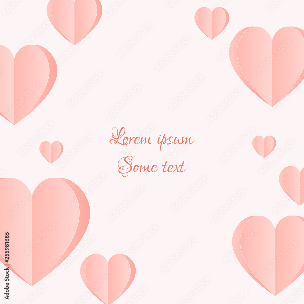 Vector shape confetti splash. Valentine's Day background congratulation card. Heart form of a lot of small hearts on a white background.