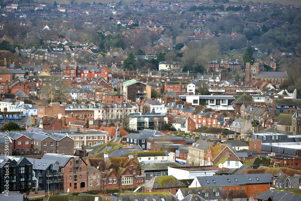 Landscape of Lewes, county town of East Sussex, UK