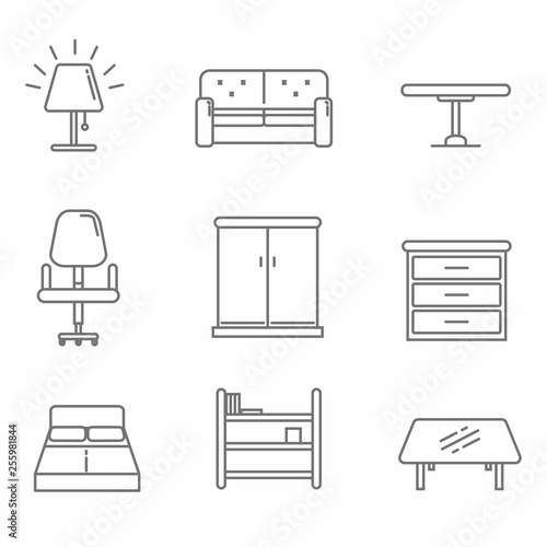 Set of furniture icon line design, furniture vector illustration 