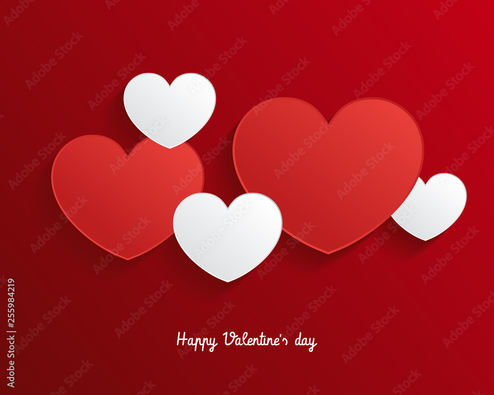 Vector shape confetti splash. Valentine's Day background congratulation card. Paper cut hearts. Card with paper art hearts Vector shape confetti splash. Valentine's Day background congratulation card. Paper cut hearts. Card with paper art hearts