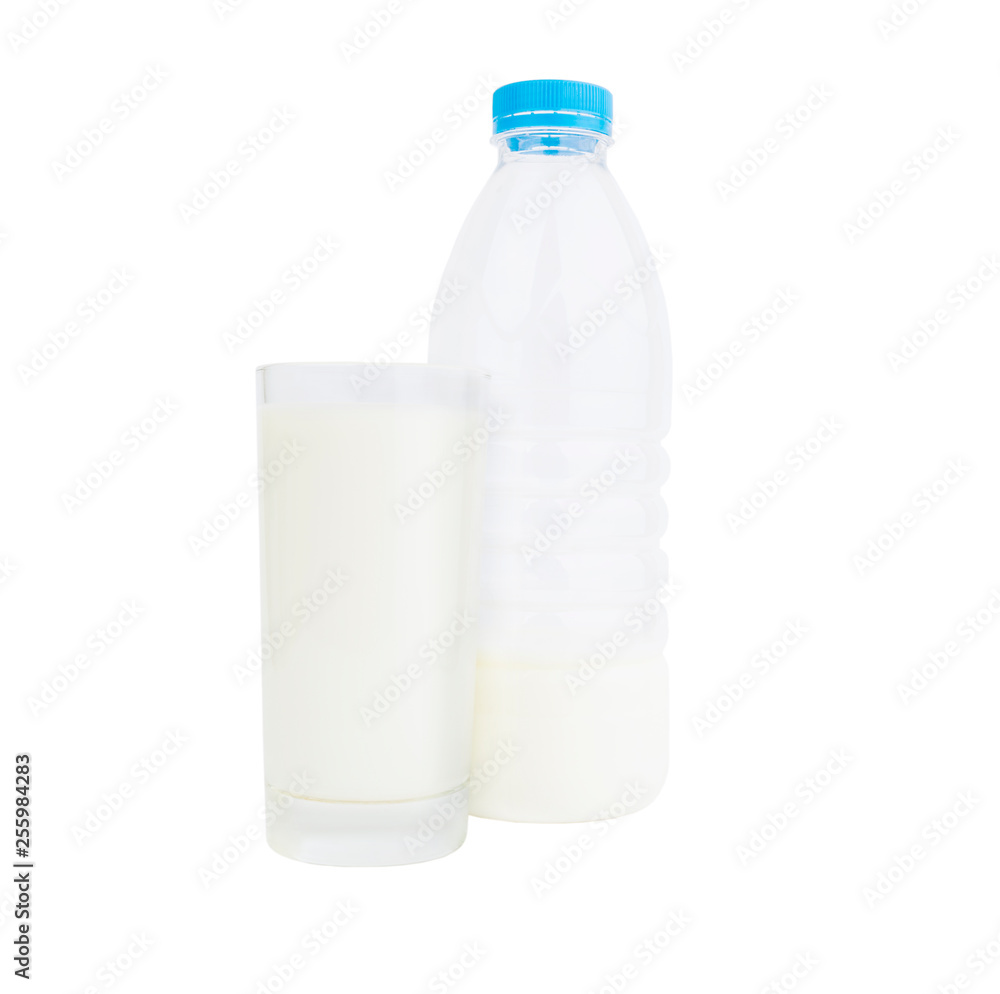 Bottle and glass full of fresh milk. Bottle and glass full of fresh milk.
