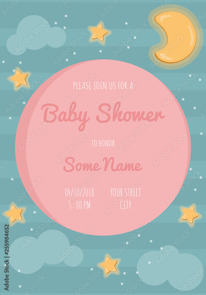 Fototapeta premium Baby shower invitation card babies boy and girl. Baby frame with boy/girl and stickers on light background. It's a boy. It's a girl.