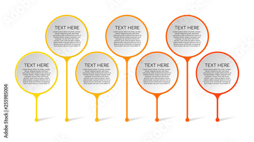 Timeline infographic design templates for flowchart, workflow presentation with circle colorful background for text.