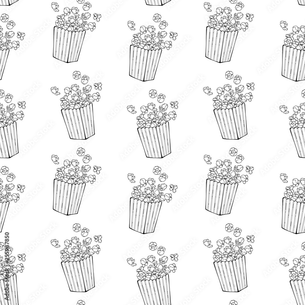 Vector pattern on the fast food theme: popcorn box.