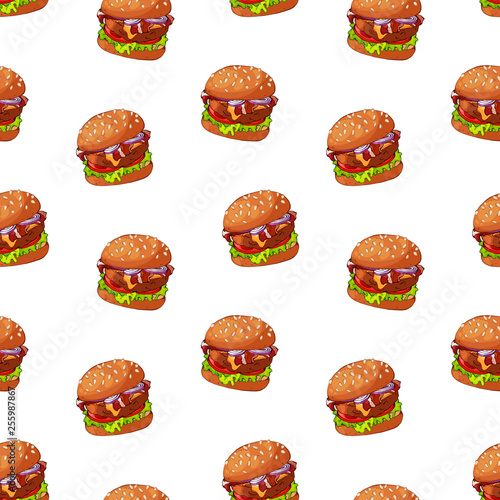 Vector pattern on the fast food theme: burger.