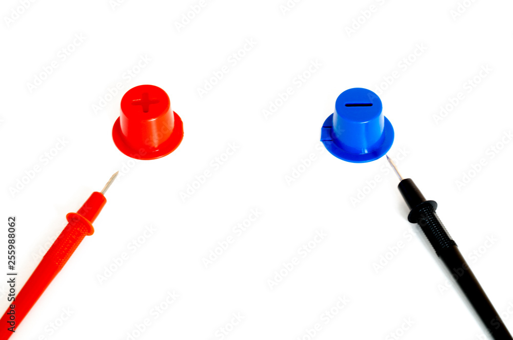 the red and black probes of the multimeter and the signs of polarity of the electric current the red and black probes of the multimeter and the signs of polarity of the electric current