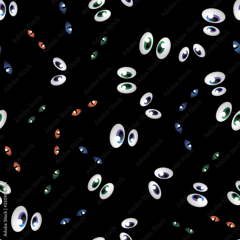 Halloween vector print. Seamless pattern spooky eyes in the dark Halloween vector print. Seamless pattern spooky eyes in the dark