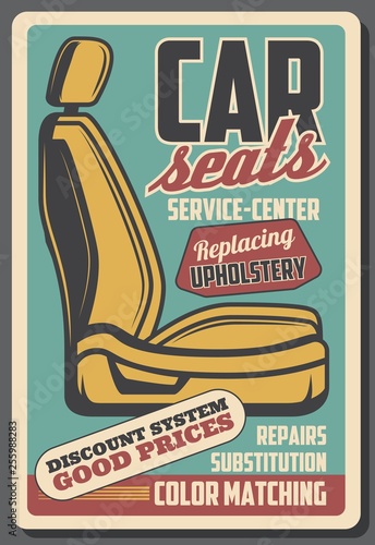 Retro car seats and salon furniture repair service