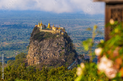 Mount Popa on an old volcano in Bagan, Myanmar photo