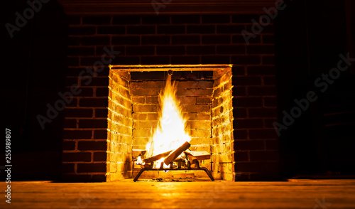 Flame in a fireplace