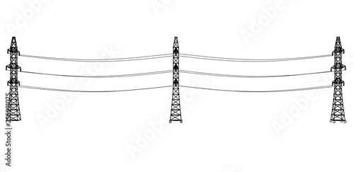 Electric pylons or electric towers concept. Vector