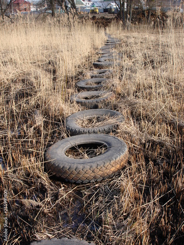 tire tracks in the sand