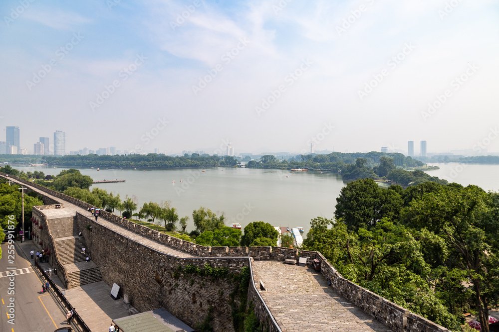 Nanjing, China: view of Xuan Wu Lake and of the old city walls near Jiming temple Nanjing, China: view of Xuan Wu Lake and of the old city walls near Jiming temple
