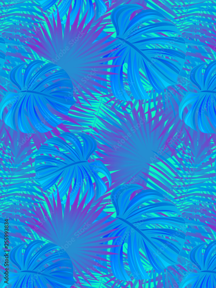beautiful tropic vector illustration. Tropical background. Jungle plants and leaves border frame. exotic foliage poster. Can use for summer, travelling, vacation images.