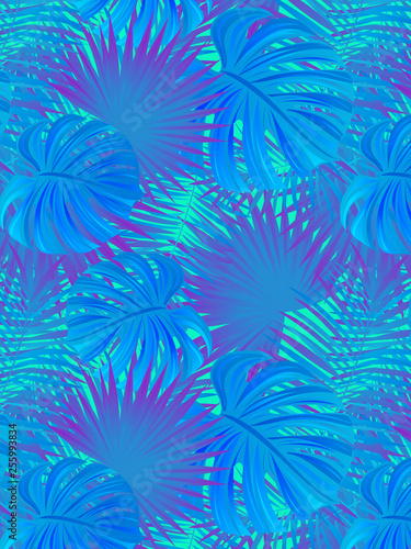 beautiful tropic vector illustration. Tropical background. Jungle plants and leaves border frame. exotic foliage poster. Can use for summer, travelling, vacation images. © nataliesezam