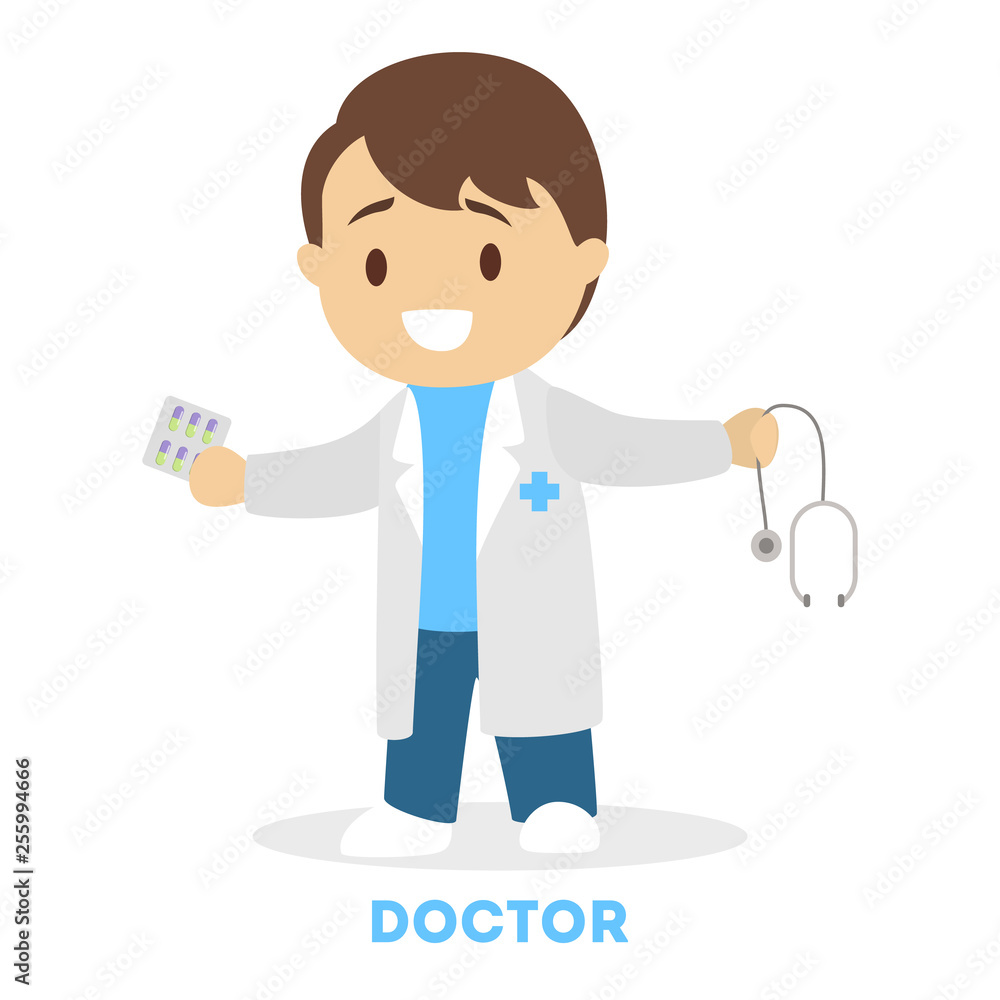 Little child playing as a doctor. Kid in white Little child playing as a doctor. Kid in white