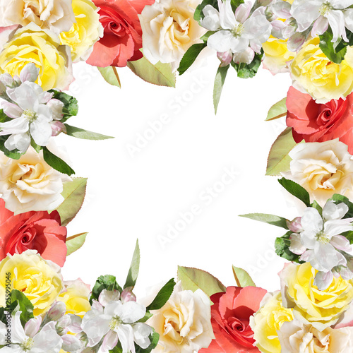 Wallpaper Mural Beautiful floral background of roses and Apple blossom Torontodigital.ca