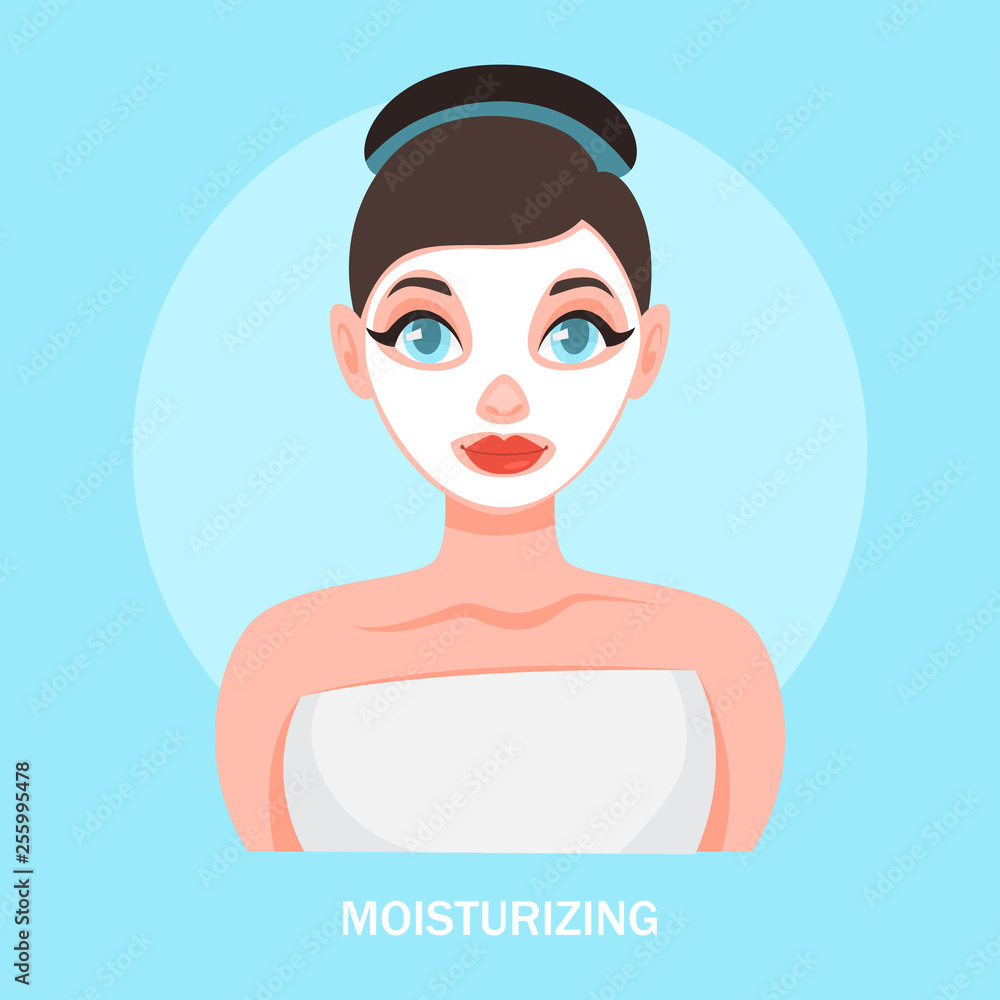 Face mask. Woman with moisturizing facial mask Face mask. Woman with moisturizing facial mask