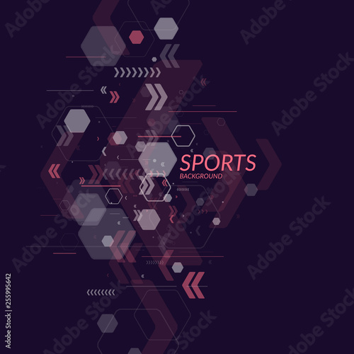 Abstract geometric background. Sports poster with the flat figures.