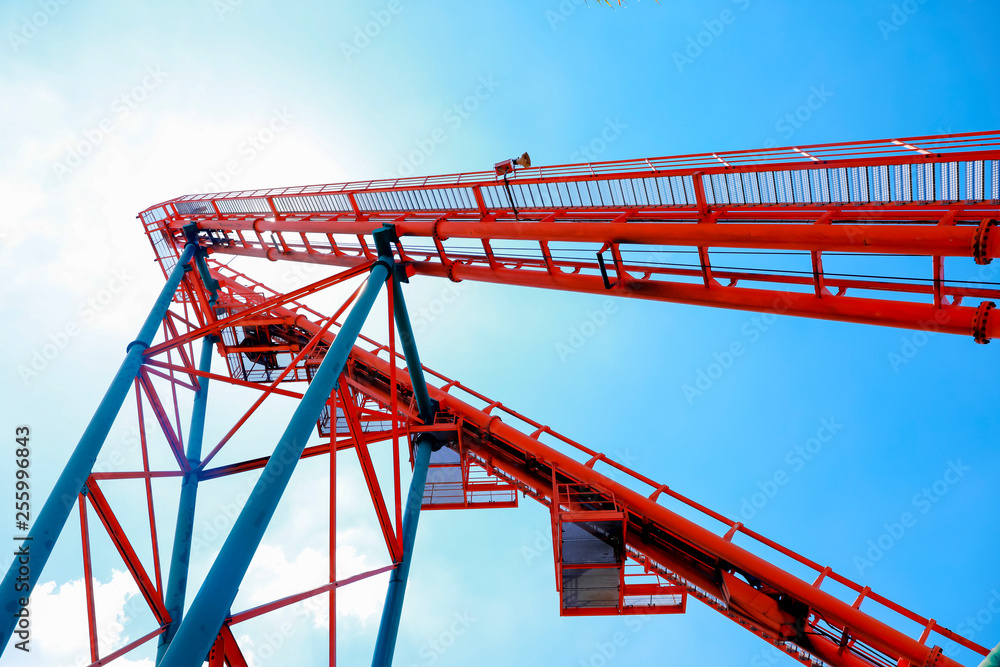 Amusement park Roller coaster rail Amusement park Roller coaster rail