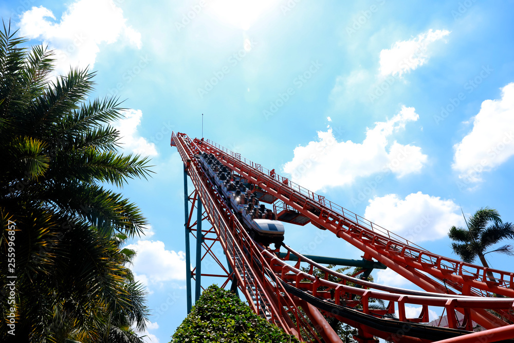 Amusement park Roller coaster rail Amusement park Roller coaster rail