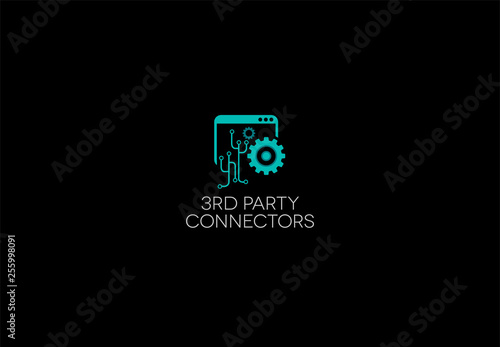 Software icon on black background, 3rd party connectors icon, clean vector - Vector