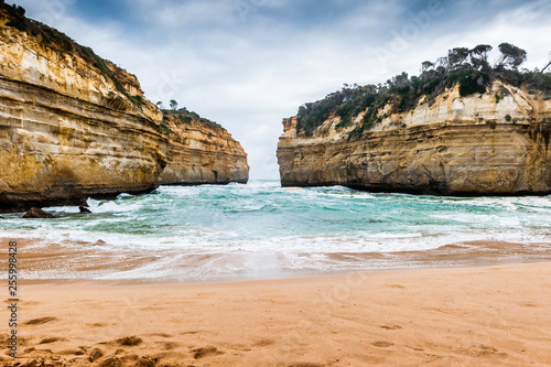 Loch Ard Gorge near the Twelve Apostles on a windy spring day on the Great Ocean Road in Victoria, Australia
