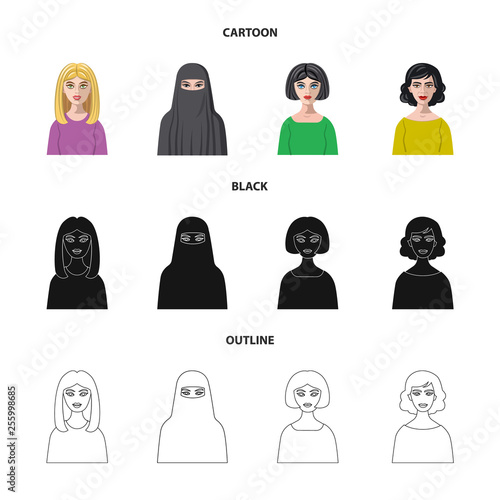 Vector illustration of hairstyle and profession  logo. Set of hairstyle and character  stock vector illustration.