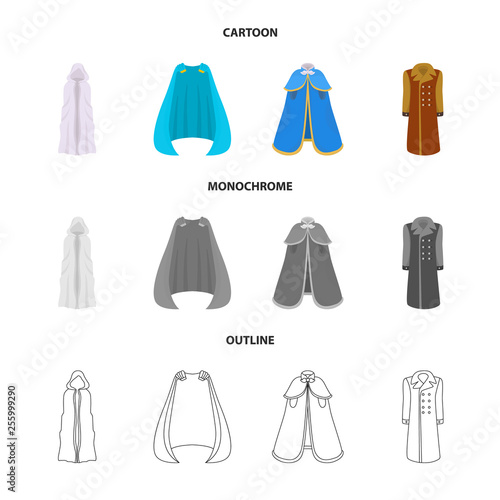 Vector illustration of material and clothing sign. Set of material and garment stock vector illustration.