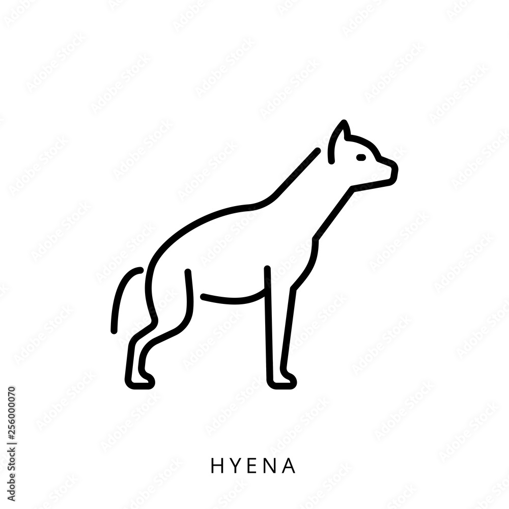 Εκτύπωση καμβά Vector illustration black outline african safari animal, mammal hyena icon