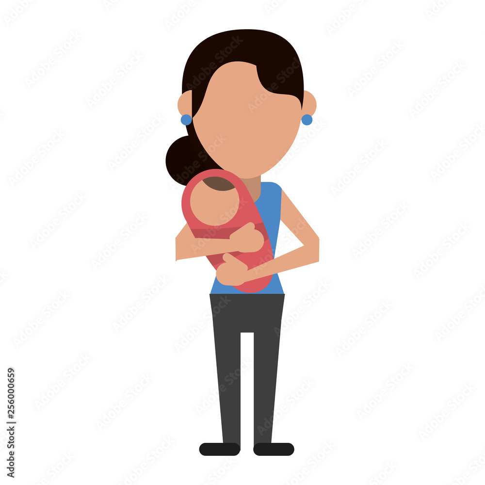 single mom with baby in arms