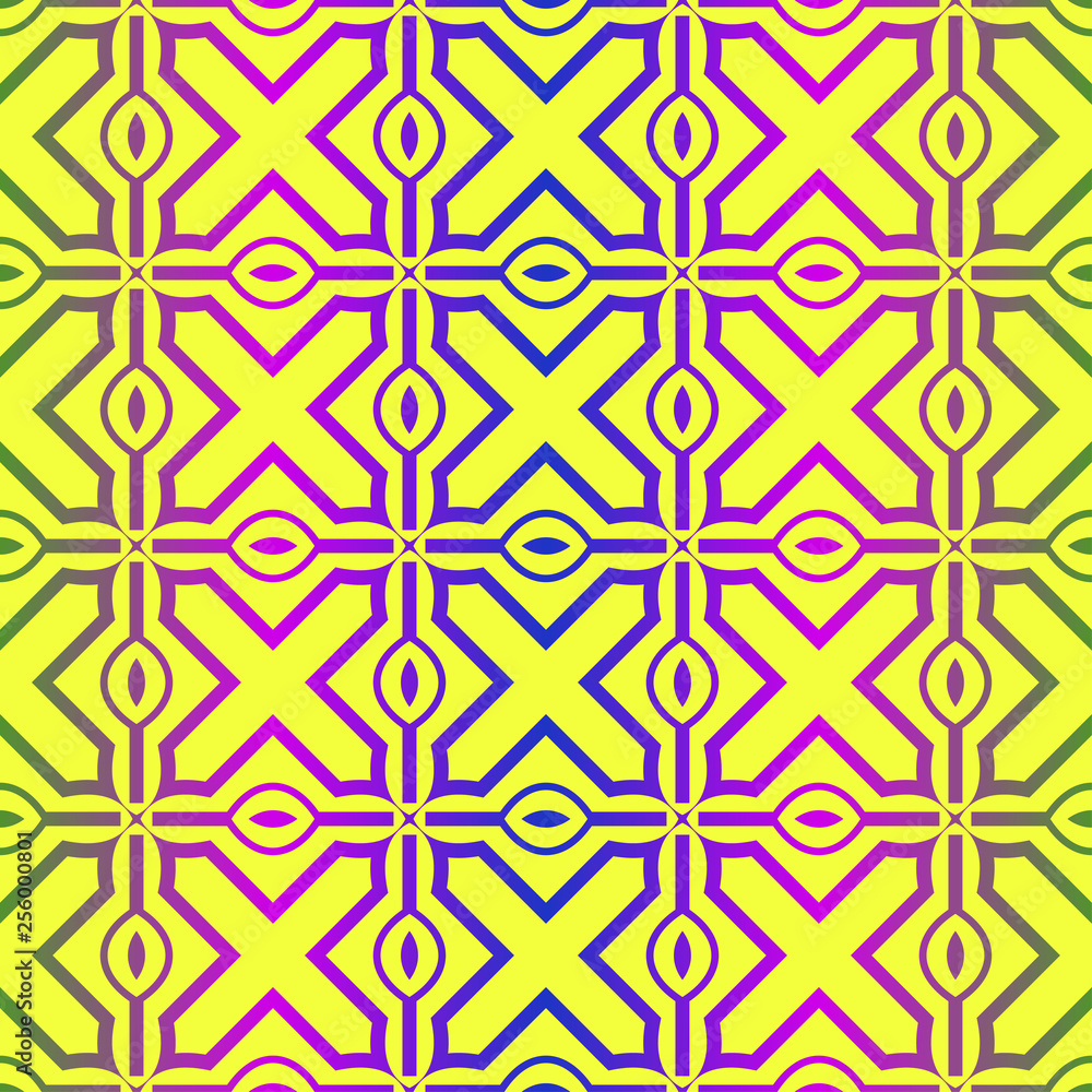 Vector Illustration. Pattern With Geometric Ornament, Decorative Border. Design For Print Fabric. Paper For Scrapbook. Yellow rainbow color