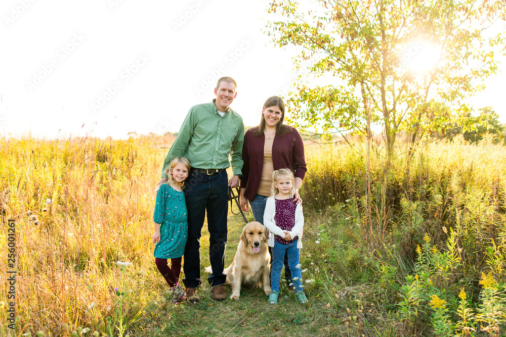 Portrait of family with dog Portrait of family with dog