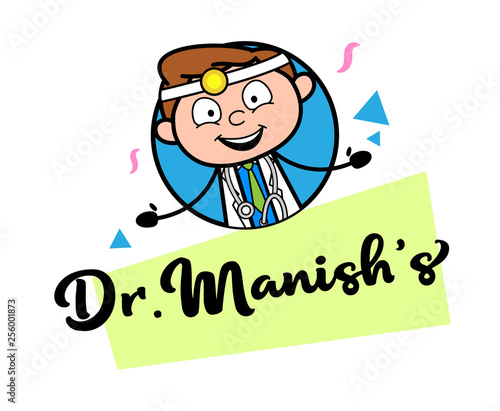 Cartoon Doctor with Name Banner Vector