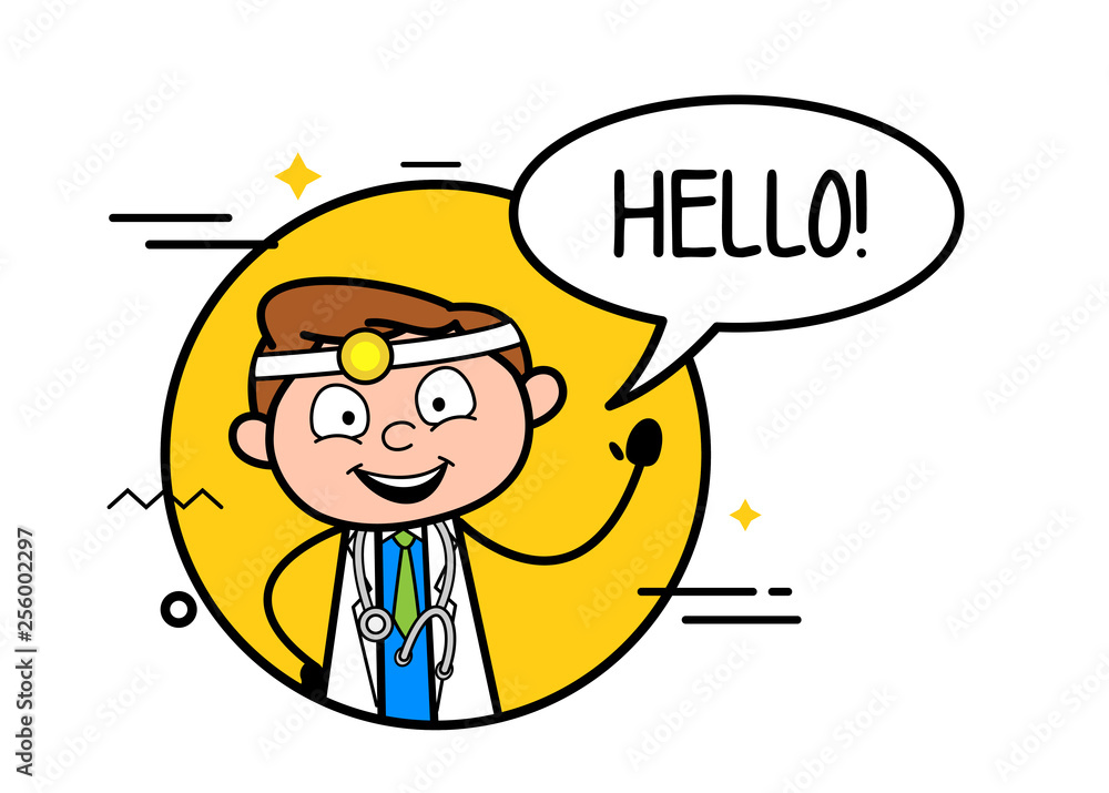 Happy Cartoon Doctor Saying Hello Vector Illustration