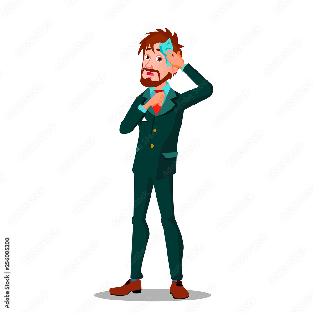 Stressful Businessman Pulling His Tie Vector Flat Cartoon Illustration Stressful Businessman Pulling His Tie Vector Flat Cartoon Illustration