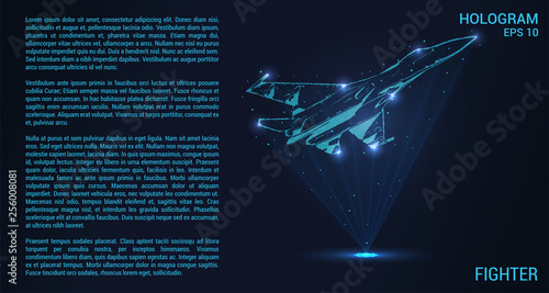 Fighter hologram. Digital and technological fighter background. Futuristic army design.