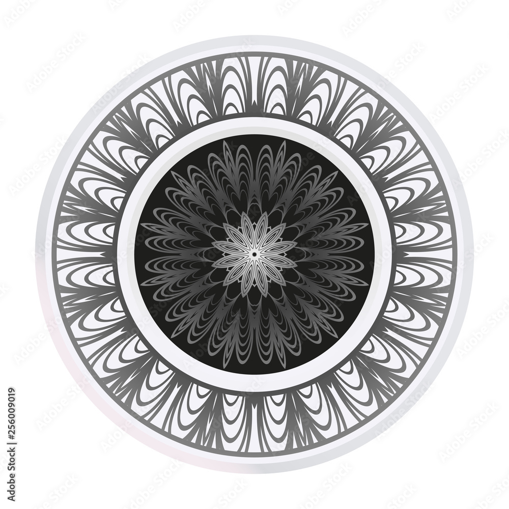 Luxury Art Deco Floral Pattern. Mandala Design. Vector Illustration. Oriental Pattern. Indian, Moroccan, Mystic, Ottoman Motifs. Anti-Stress Therapy Pattern