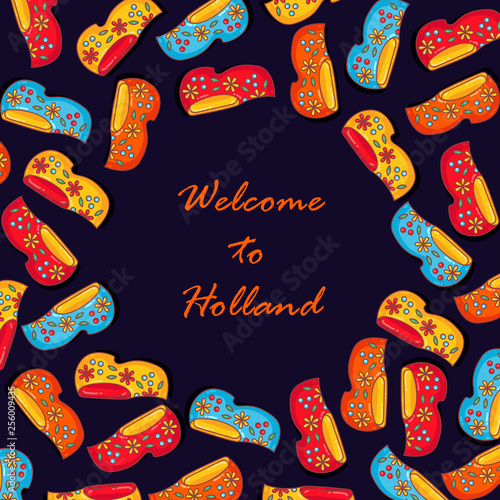 Clogs holland netherlands  banner vector template