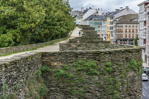 The Roman wall of Lugo surrounds the historic center of the Galician city of Lugo in the province of the same name in Spain photo