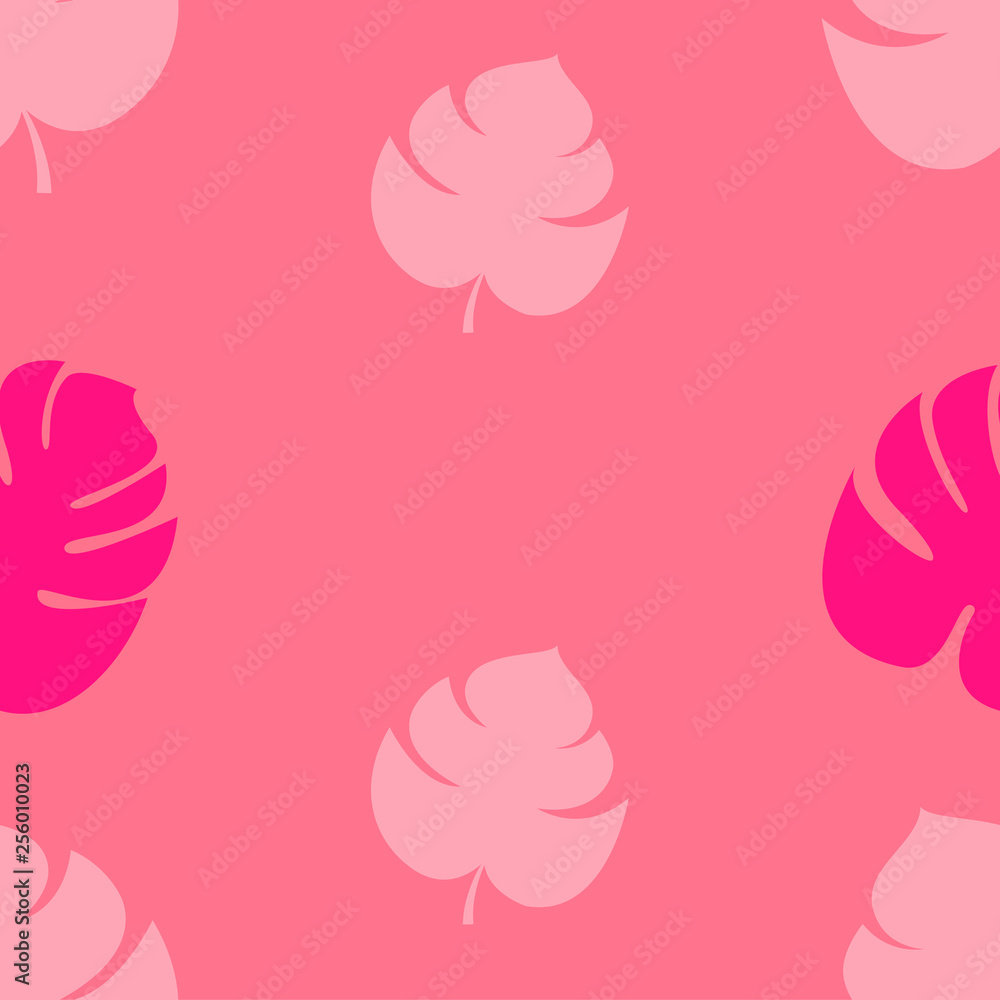 Monstera pattern Vector illustration Seamless pattern in pink shades with silhouettes of monstera leaves in different size and colors Monstera pattern Vector illustration Seamless pattern in pink shades with silhouettes of monstera leaves in different size and colors