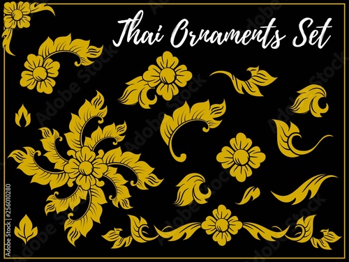 Thai Decorative elements vector set