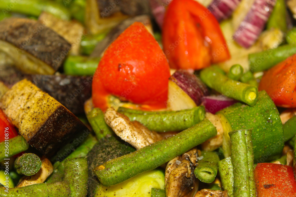 Colorful vegetables on a roasting pan Colorful vegetables on a roasting pan