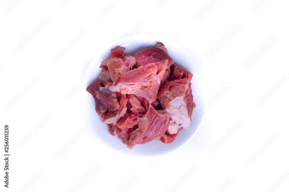 Fresh raw beef steak isolated on white background with selective focus Fresh raw beef steak isolated on white background with selective focus