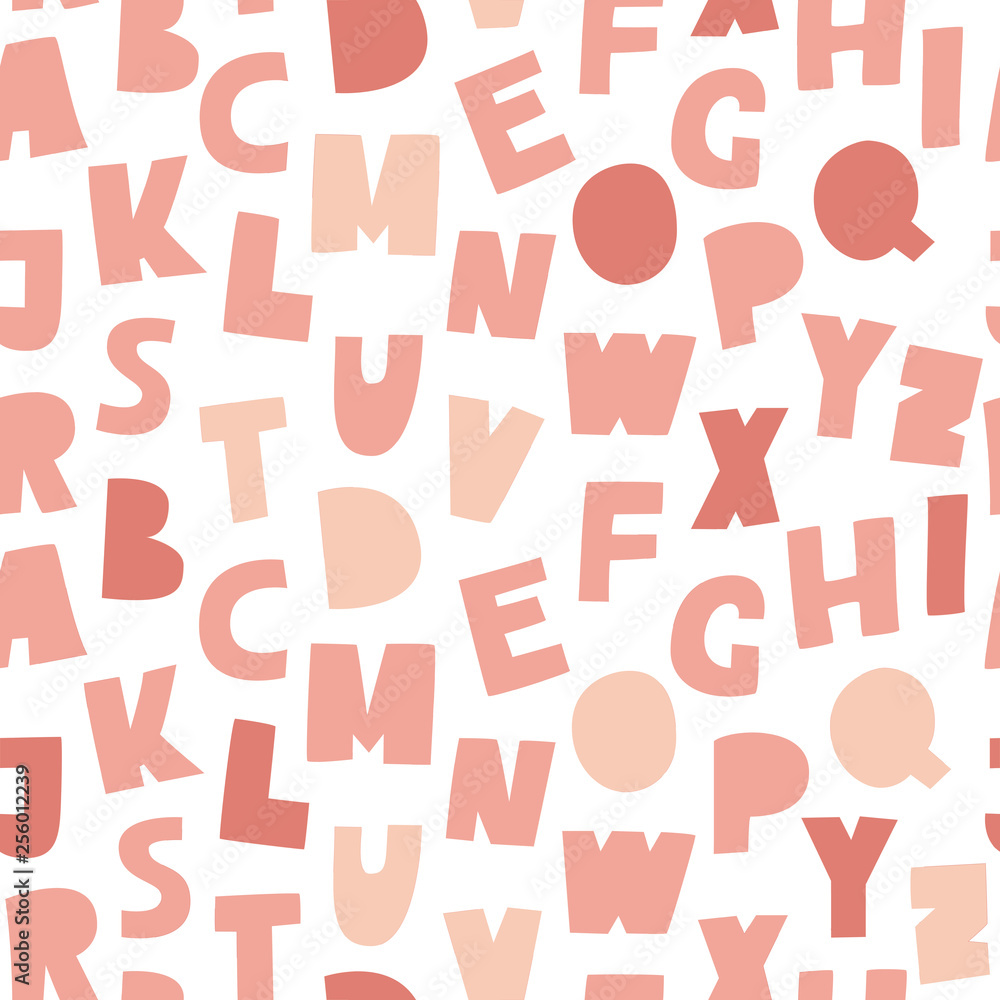Pink cutout ABC seamless pattern Pink cutout ABC seamless pattern