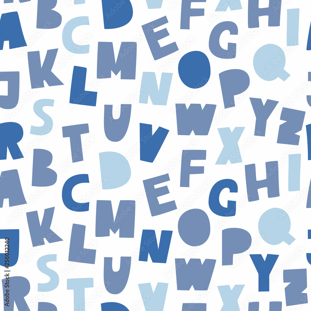 Blue cutout ABC seamless pattern Blue cutout ABC seamless pattern