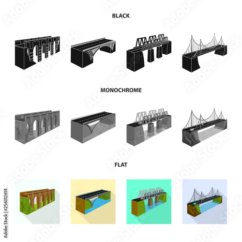 Isolated object of connection and design icon. Set of connection and side vector icon for stock.