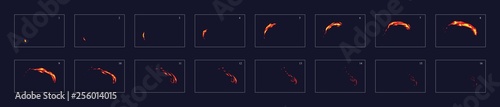 Sprite sheet of fire, torch, campfire, fire trap, fire pillar or something else. Fire Animation Effect.  Animation for game or cartoon